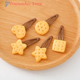 1/4Pcs Cute Biscuit Hairpin Creative Girls Simple Cookie Shape Side Top Hair Clip Headdress Hair Ornament Hair Accessories