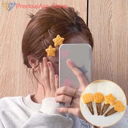 1/4Pcs Cute Biscuit Hairpin Creative Girls Simple Cookie Shape Side Top Hair Clip Headdress Hair Ornament Hair Accessories