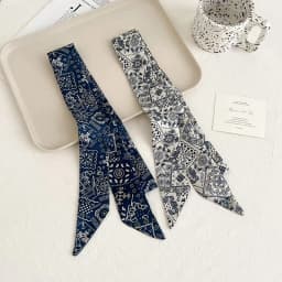 Women Plaid Print Neck Scarves Soft Satin Silk Narrow Silk Scarf Neckerchief Long Silk Hairband Head Neck Bag Ribbon Headbands