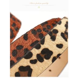 Leopard Print Faux Horsehair Waist Belt Silver Pin Buckle Fashion Ladies Decorative Waistband Casual Strap for Jeans Dress Pants