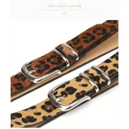 Leopard Print Faux Horsehair Waist Belt Silver Pin Buckle Fashion Ladies Decorative Waistband Casual Strap for Jeans Dress Pants