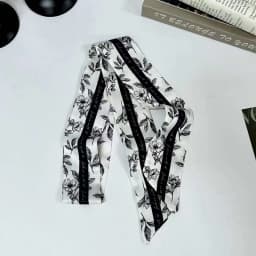 2026 New Arrival Women Vintage Floral Print Skinny Satin Scarf Summer Hair Band Strip Silk Ribbon Neck Scarves Bag Handle Ribbon