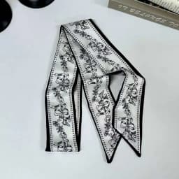 2026 New Arrival Women Vintage Floral Print Skinny Satin Scarf Summer Hair Band Strip Silk Ribbon Neck Scarves Bag Handle Ribbon