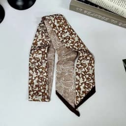 2026 New Arrival Women Vintage Floral Print Skinny Satin Scarf Summer Hair Band Strip Silk Ribbon Neck Scarves Bag Handle Ribbon