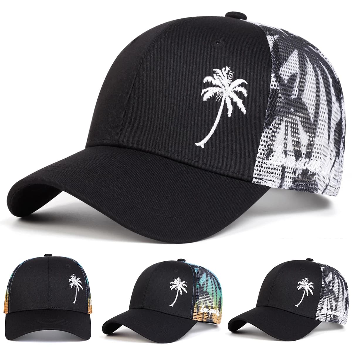 Unisex Coconut Tree Embroidery Baseball Net Caps Spring and Summer Outdoor Adjustable Casual Hats Sunscreen Hat Sports Cap