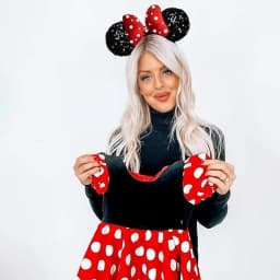 3D Velvet Mouse Ears Headband with Pearls Beads, Red Bow Hairband, Park Party Headwear for Women Girls Hair Accessories