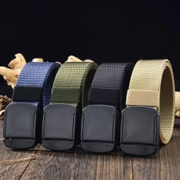 Men's Casual Belt, Non-Metallic Automatic Buckle Canvas Belt, Men's Jeans Belt, Suitable for Outdoor and Daily Matching