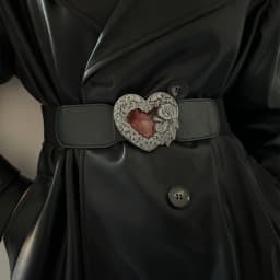 Gothic Skull Metal Buckle Elastic Corset Belt for Women Wide Waistband for Dress and Coats Punk Accessories Black Girdles Winter