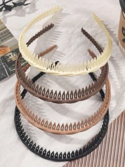 4Pcs Autumn Winter Simple Brown Comb with Teeth Hairband NonSlip Hair Hoops Taming Flyaways Headband Wash Face Hair Accessories