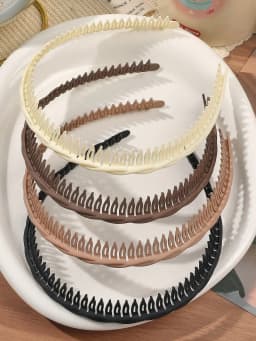 4Pcs Autumn Winter Simple Brown Comb with Teeth Hairband NonSlip Hair Hoops Taming Flyaways Headband Wash Face Hair Accessories