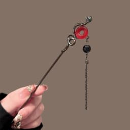 Snake Hairpin Vintage Advanced Sense Chinese Style Hair Stick Enamel Flower Hair Pin Plate Hair Retro Hair Clip Hair Accessory