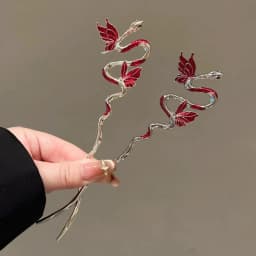 Snake Hairpin Vintage Advanced Sense Chinese Style Hair Stick Enamel Flower Hair Pin Plate Hair Retro Hair Clip Hair Accessory