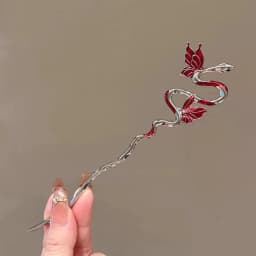 Snake Hairpin Vintage Advanced Sense Chinese Style Hair Stick Enamel Flower Hair Pin Plate Hair Retro Hair Clip Hair Accessory