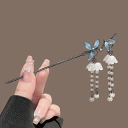 Snake Hairpin Vintage Advanced Sense Chinese Style Hair Stick Enamel Flower Hair Pin Plate Hair Retro Hair Clip Hair Accessory
