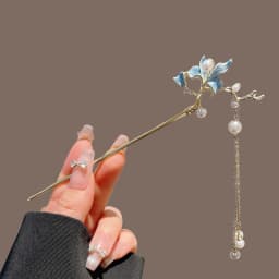 Snake Hairpin Vintage Advanced Sense Chinese Style Hair Stick Enamel Flower Hair Pin Plate Hair Retro Hair Clip Hair Accessory