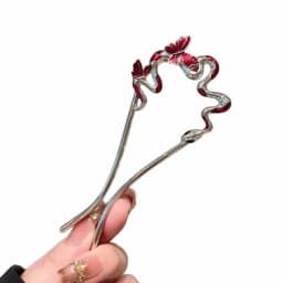 Snake Hairpin Vintage Advanced Sense Chinese Style Hair Stick Enamel Flower Hair Pin Plate Hair Retro Hair Clip Hair Accessory