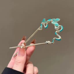 Snake Hairpin Vintage Advanced Sense Chinese Style Hair Stick Enamel Flower Hair Pin Plate Hair Retro Hair Clip Hair Accessory