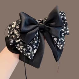 Elegant Versatile Chiffon Floral Print Bow Ponytail Clip Headwear For Women Girls Sweet Bow Ribbon Hair Clip Hair Accessories