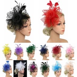 Hair Accessories Mesh Flower Hair Fascinators Wedding Feathers Hair Clip Fascinator Hat Tea Party Headband Alice Headband Clip