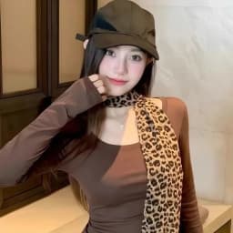 Narrow Strip Leopard Print Scarf Dual-purpose Brown Leopard Vintage Waist Scarf Waist Decoration Neck Scarf