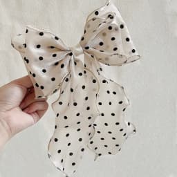 1Pcs Black Polka Dot Organza Bow Hair Clip Women's Fluffy Ribbon Hairgrip French Headdress Sweet Cute Hair Accessories HairPins