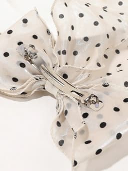 1Pcs Black Polka Dot Organza Bow Hair Clip Women's Fluffy Ribbon Hairgrip French Headdress Sweet Cute Hair Accessories HairPins