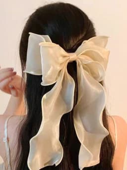 1Pcs Black Polka Dot Organza Bow Hair Clip Women's Fluffy Ribbon Hairgrip French Headdress Sweet Cute Hair Accessories HairPins