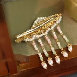 High-End and Exquisite Side Hairpins for Short Hair, Ear-Side Clips, Traditional Style Hairpins with Tassels and Pearls, Paired Together