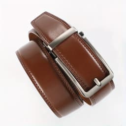 Original Genuine Leather Ratchet Belt - Adjustable Alloy Click Automatic Buckle, High-Quality Leather, Casual Business Style