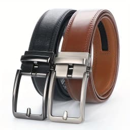 Original Genuine Leather Ratchet Belt - Adjustable Alloy Click Automatic Buckle, High-Quality Leather, Casual Business Style