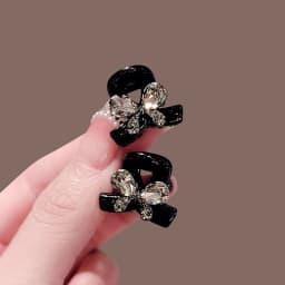 Exquisite Black Crystal Bow Small Hair Claw Forehead Bangs Clip Side Clip Cute Sweet Hair Slides Women's Korean Hair Accessories