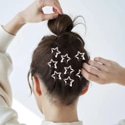 Silver Star Hair Clips Set for Girls - Metal Snap Barrettes with Shiny Jewel Hair Grips Fashionable Hair Accessories