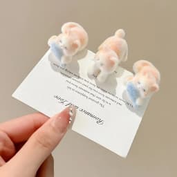 2pcs Cute Playful Kitten Eating Fish Plush Hair Clip Girl Heart Hair Clip Side Ducks Clip Cartoon Fashion Hair Accessories Girl