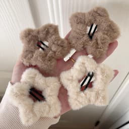 4pcs Plush Star Hairpins Autumn Winter Soft Cute BB Clips Side Bangs Sweet Girl Hollow Hairpin Trendy Accessory