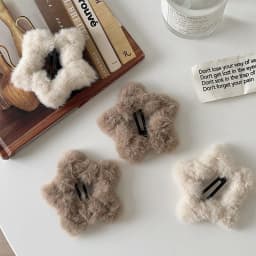 4pcs Plush Star Hairpins Autumn Winter Soft Cute BB Clips Side Bangs Sweet Girl Hollow Hairpin Trendy Accessory