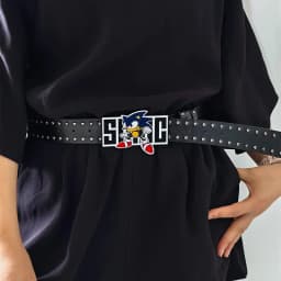 Exaggerated INS Harajuku Y2K Thousand Nights Black Speed Boy Belt Cropped Studded Decoration Belt Street Style For Men Women Chi