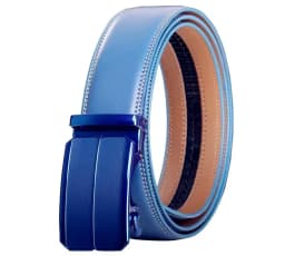 Unisex Click Belts for Men Luxury Brand Designer Fashion Automatic Buckle Genuine Leather Men's Belt Male Jeans Waist Strap Blue