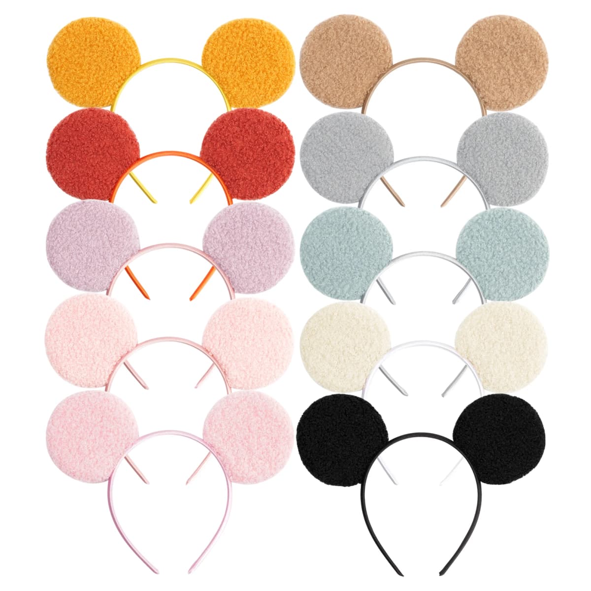 1pc Fashion Woolen Hairband Simple Solid Color Mickey Mouse Ear Headband Daily Party Theme Park Wear Women Hair Accessory