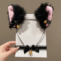 Plush Cat Ear Headband for Women, Cute and Quirky Cat Headwear, Hairpin with Bell, Collar Accessory, Children's Hair Accessory