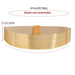 Fashion Gold Women Waist Belt Bright Long Waist Corset Belts Silver Thin Elastic Cummerbunds Party