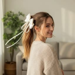 Vintage Beige Hair Bow Clip Trend Long Ribbon Hairpins Barrettes Headwear For Women Girls Accessories Wedding Jewelry Hair Ties