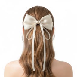 Vintage Beige Hair Bow Clip Trend Long Ribbon Hairpins Barrettes Headwear For Women Girls Accessories Wedding Jewelry Hair Ties