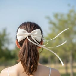 Vintage Beige Hair Bow Clip Trend Long Ribbon Hairpins Barrettes Headwear For Women Girls Accessories Wedding Jewelry Hair Ties