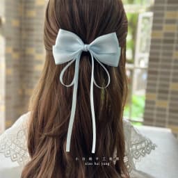 Vintage Beige Hair Bow Clip Trend Long Ribbon Hairpins Barrettes Headwear For Women Girls Accessories Wedding Jewelry Hair Ties