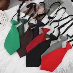 20cm Short Tie Women Kids Solid Red Black JK DK Ties Casul Shirt Accessories Bowknot Lazy-tie Girls Boys Small Necktie Cravat