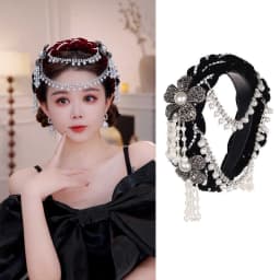 Detachable Pearl Tassel Bridal Headdress with Flower Details; Ideal Women's Hair Hoop for Wedding Parties or Dances