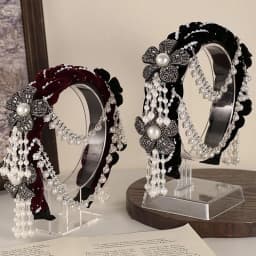 Detachable Pearl Tassel Bridal Headdress with Flower Details; Ideal Women's Hair Hoop for Wedding Parties or Dances
