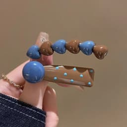 2PCS Brown &Blue Beaded Hair Clips Set,With Dot Accents,Cute Retro-Style Women’s Hair Accessories,Stylish Daily Wear Party Decor