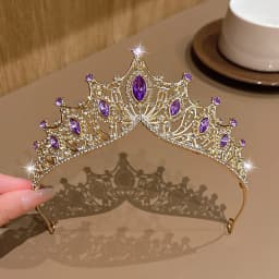 1 simple and versatile fashionable high-end golden purple crown suitable for daily hair accessories