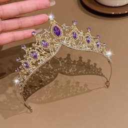 1 simple and versatile fashionable high-end golden purple crown suitable for daily hair accessories